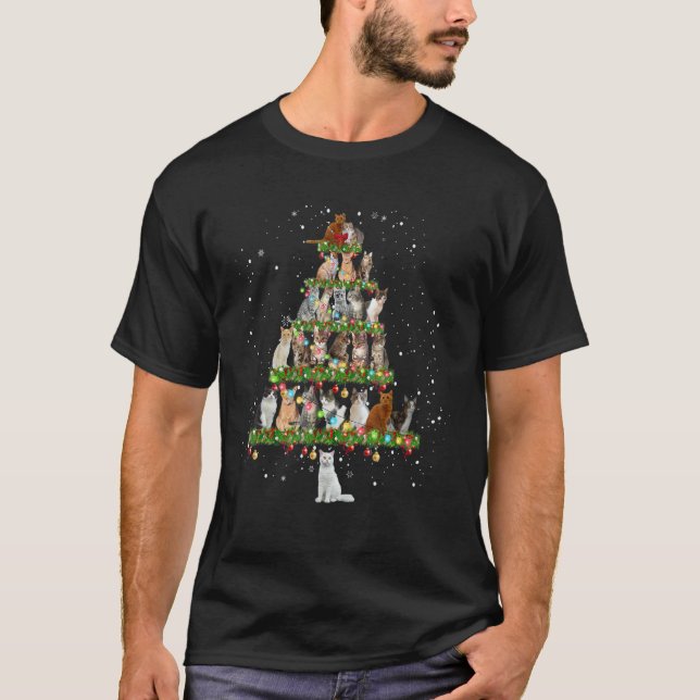 Cats Christmas Tree Ornament Decor T-Shirt (Front)