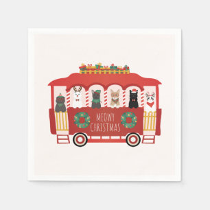 Cats Christmas Trolly Meowy Christmas Napkin