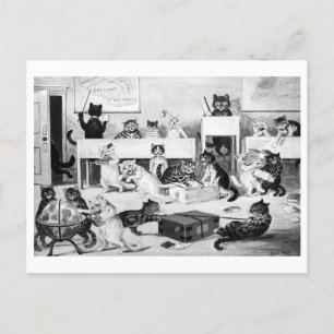 Cats Classroom Discipline, Louis Wain Postcard