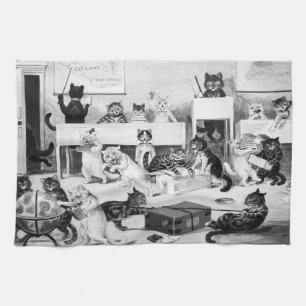 Cats Classroom Discipline, Louis Wain Tea Towel