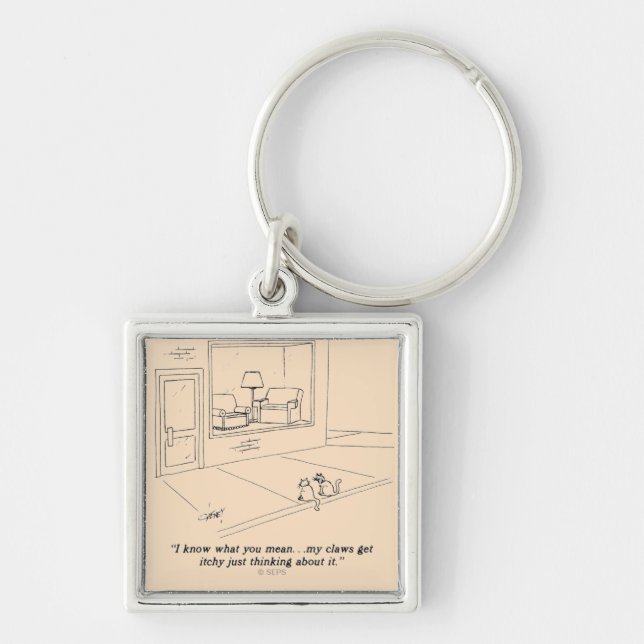 Cats Clawing Furniture Key Ring (Front)