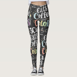 Cats Coffee and Colours Leggings