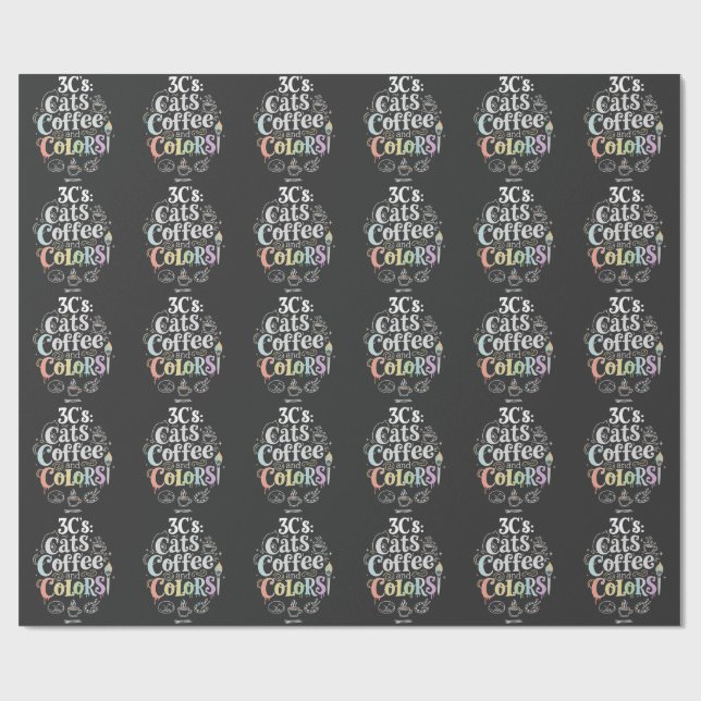Cats Coffee and Colours Wrapping Paper (Flat)