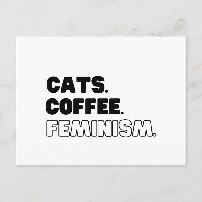 Cats Coffee Feminism Holiday Postcard (Front)