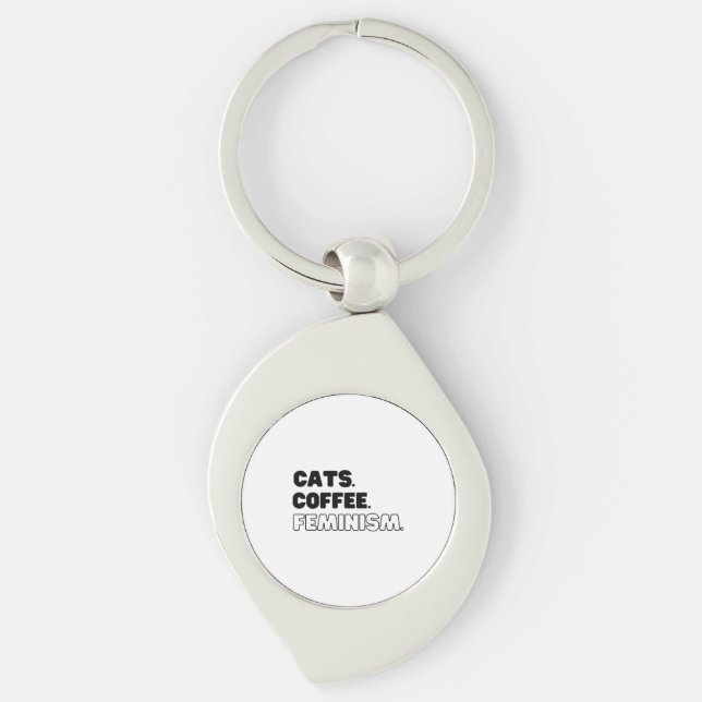 Cats Coffee Feminism Key Ring (Front)