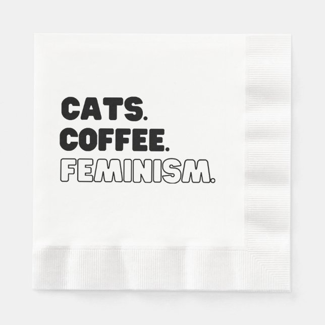 Cats Coffee Feminism Napkin (Front)