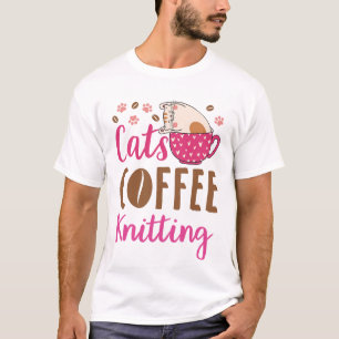 Cats Coffee Knitting T-Shirt