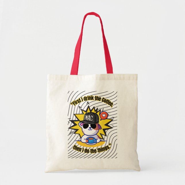 cats coffee quote  tote bag (Front)