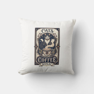 Cats Coffee Repeat Cat Coffee Vintage Vector Art S Cushion