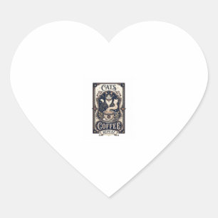 Cats Coffee Repeat Cat Coffee Vintage Vector Art S Heart Sticker