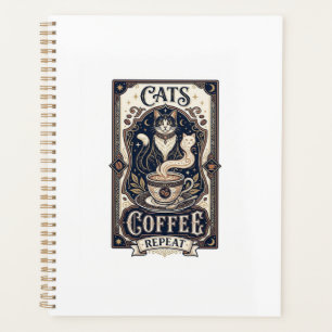 Cats Coffee Repeat Cat Coffee Vintage Vector Art S Planner