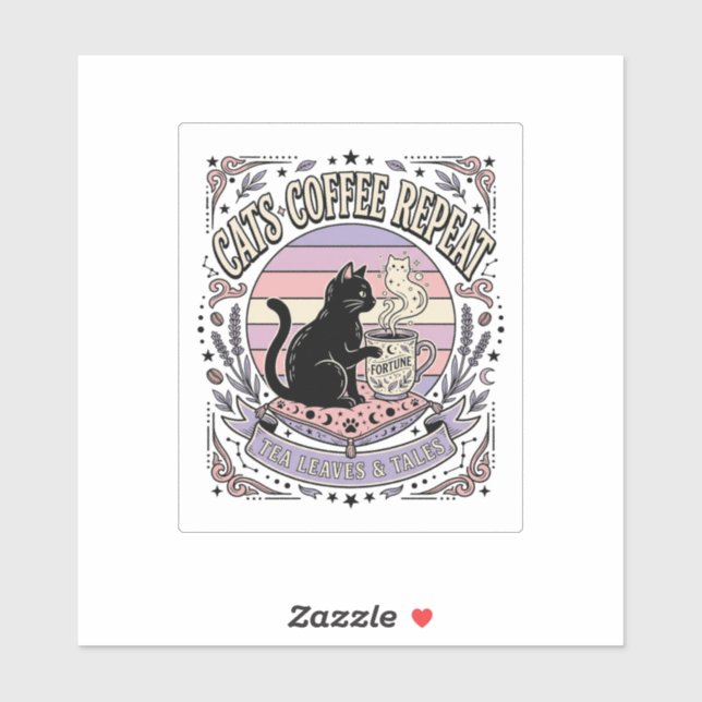 Cats Coffee Repeat Cat Tea Leaves Coffee Fortune R (Sheet)
