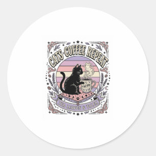 Cats Coffee Repeat Cat Tea Leaves Coffee Fortune R Classic Round Sticker