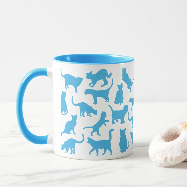 Cats Colour Baby Blue Mug (With Donut)