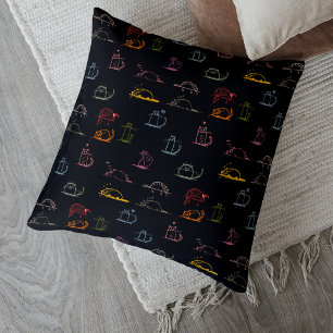 Cats Colourful Black Accent Pillow