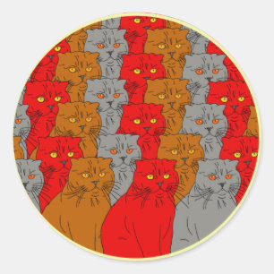 Cats Colourful group Stikers Classic Round Sticker