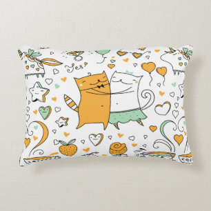 Cats couple illustration. cartoon kitten animals i decorative cushion