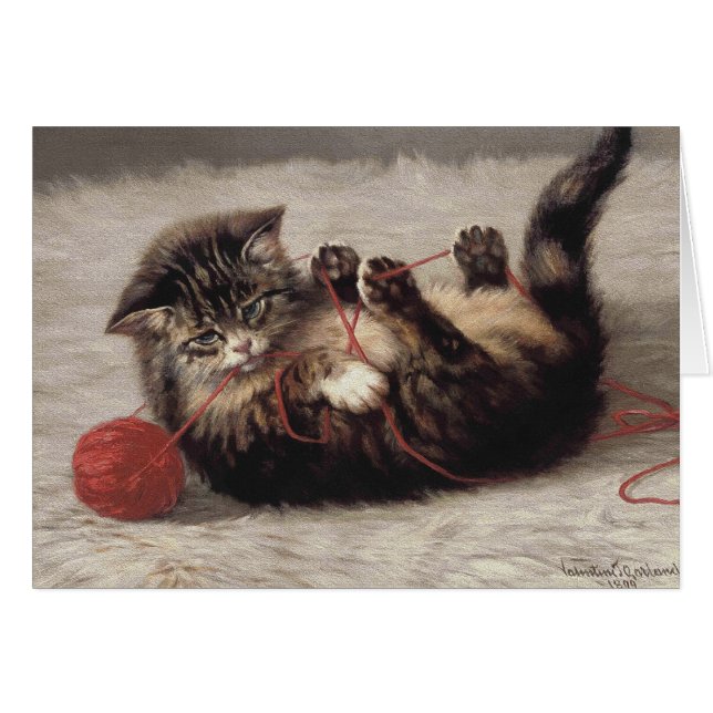 Cat's Cradle, A Cat Playing Ball of Yarn (Front Horizontal)