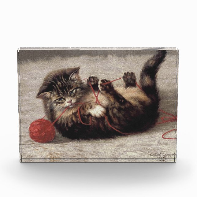 Cat's Cradle, A Cat Playing Ball of Yarn Photo Block (Front)