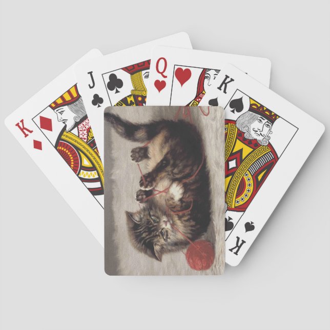 Cat's Cradle, A Cat Playing Ball of Yarn Playing Cards (Back)