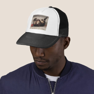 Cat's Cradle, A Cat Playing Ball of Yarn Trucker Hat