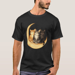 Cats Crescent Moon Cute Cat Lover T-Shirt