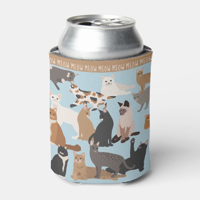 Cats | Cute Blue Cat Lover Can Cooler (Can Front)
