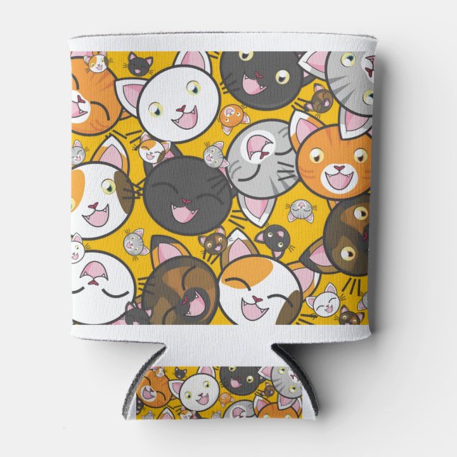 Cats Cute Kitty Kitties Adorable Feline Can Cooler (Front)