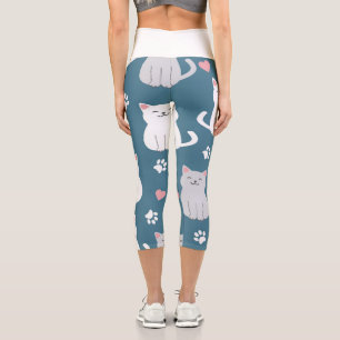 Cats Cute Pattern Background Capri Leggings