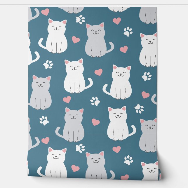 Cats Cute Pattern Background Wallpaper (Unrolling)