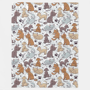 Cats Daily Life Fleece Blanket