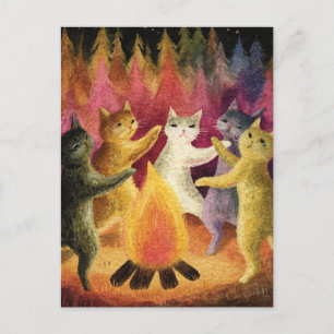 Cats Dance Around the Bonfire Postcard