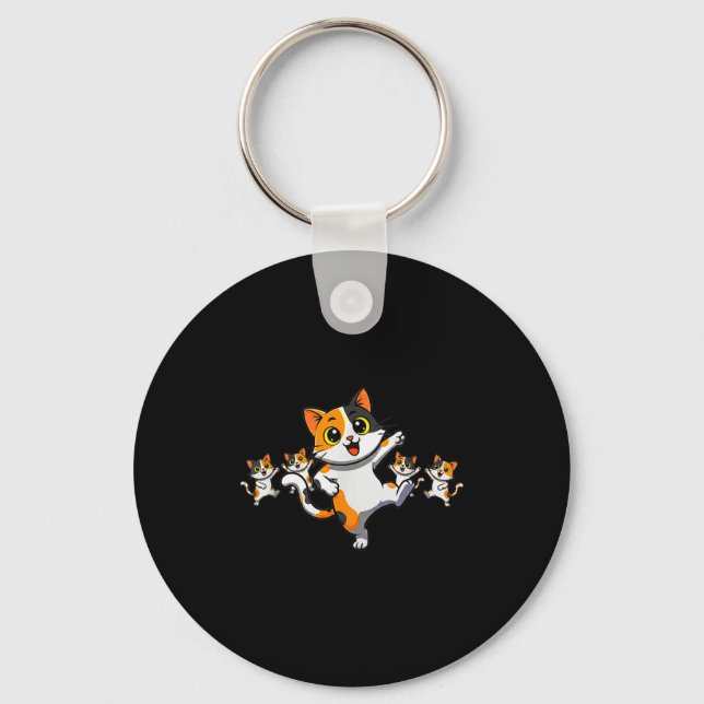 Cats Dancing Funny Cat Lover For Women Kitty Graph Key Ring (Front)