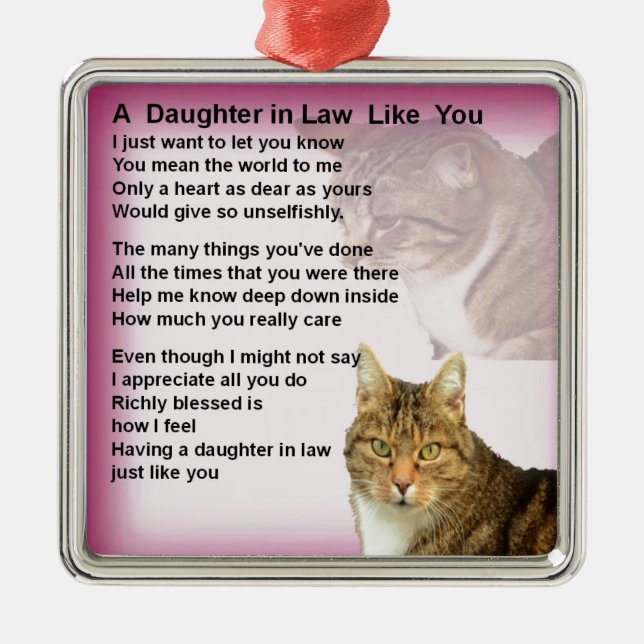 Cats  Daughter in Law Poem Metal Tree Decoration (Front)