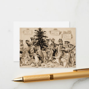 Cats Decorating Christmas Tree by Louis Wain Enclosure Card