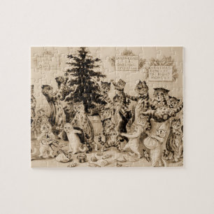 Cats Decorating Christmas Tree by Louis Wain Jigsaw Puzzle