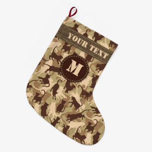 Cats Desert Camouflage Large Christmas Stocking