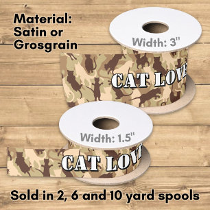 Cats Desert Camouflage Satin Ribbon