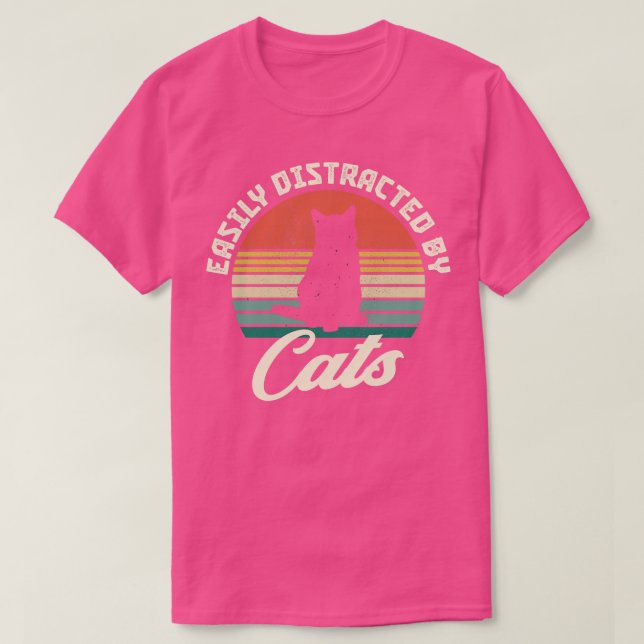 Cats Distraction Funny Saying Retro Cat T-Shirt (Design Front)