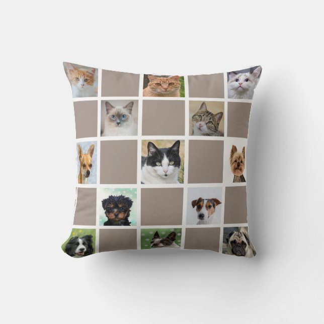Cats & Dogs Custom Photos on Beige Cushion (Front)