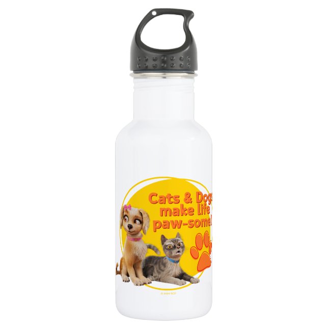 Cats & Dogs Make Life Paw-some! 532 Ml Water Bottle (Front)