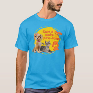 Cats & Dogs Make Life Paw-some! T-Shirt