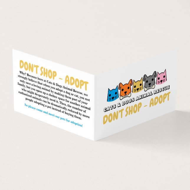 Cats & Dogs, Pet Adoption Detailed Business Card (Outside)
