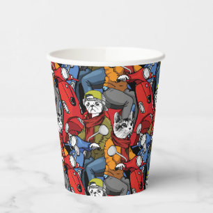 Cats & Dogs Scooter Pattern Paper Cups