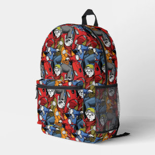 Cats & Dogs Scooter Pattern Printed Backpack
