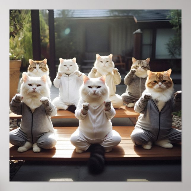 Cats doing yoga digital print (Front)