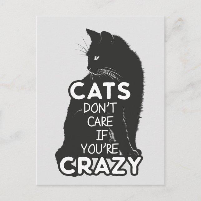 Cats Don't Care if You're Crazy Postcard (Front)