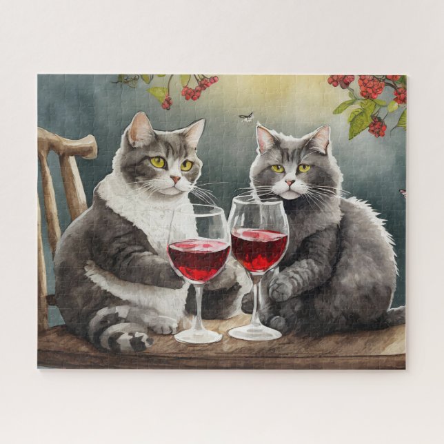 Cats Drinking Wine Puzzle! Jigsaw Puzzle (Horizontal)