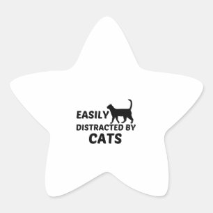 CATS EASILY DISTRACTED STAR STICKER