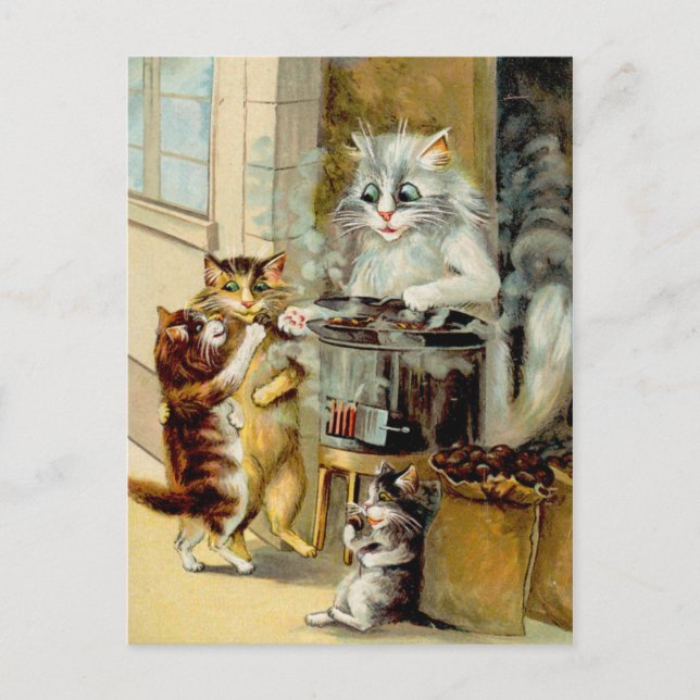 Cats Eating Roasted Chestnuts Postcard (Front)